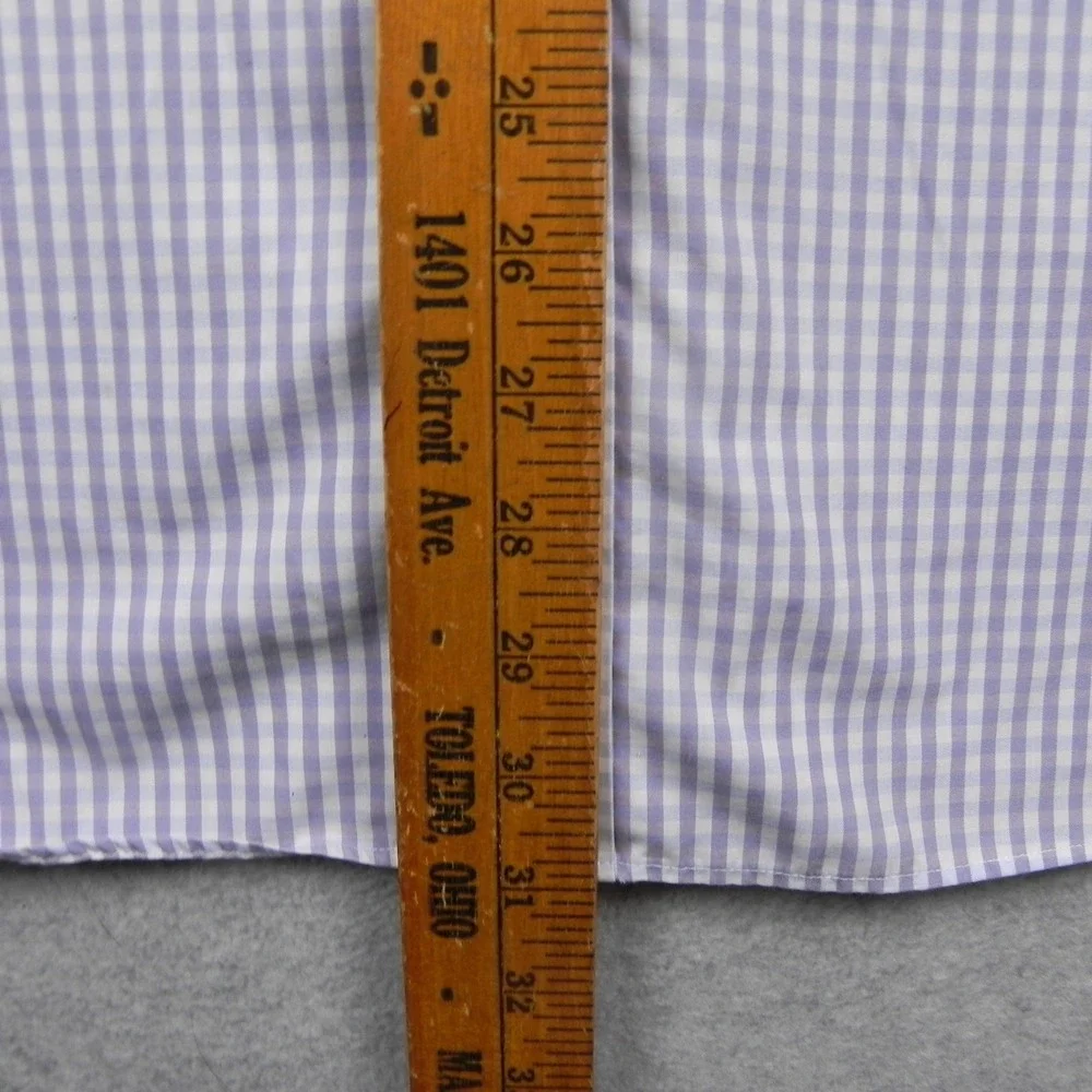 Banana Republic Shirt Mens Large Slim Fit Non-Iron Purple Gingham Cotton Button
